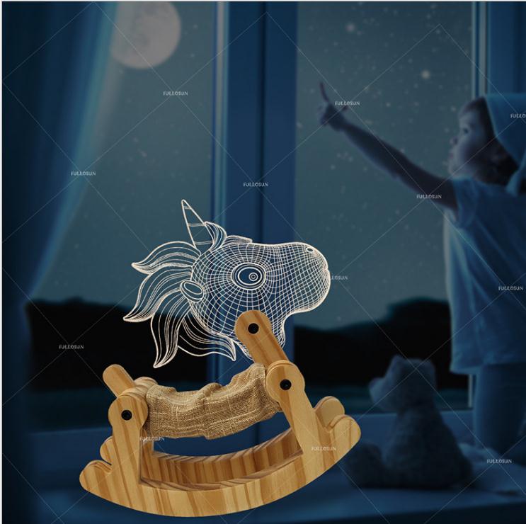 New Dog Folding Wood 3d Lamp Bedroom Children's Room Christmas Gift 3d Night Table Lamps For Bedroom Korean Desk Lamp