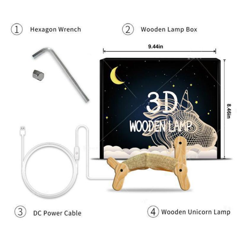 New Dog Folding Wood 3d Lamp Bedroom Children's Room Christmas Gift 3d Night Table Lamps For Bedroom Korean Desk Lamp