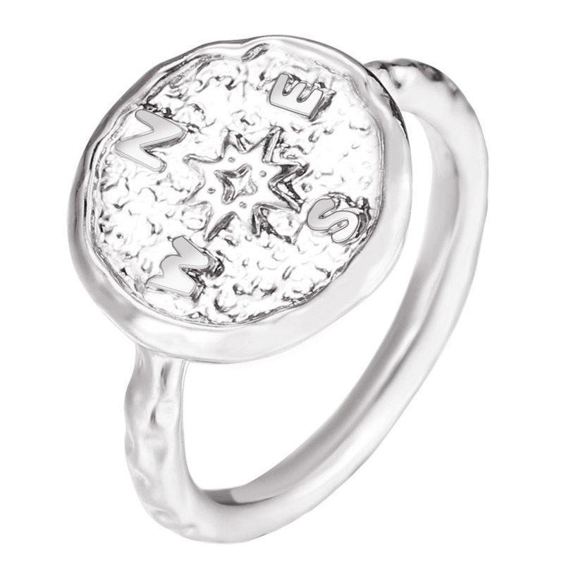 Vintage Compass Gold Silver Coin Rings Boho Finger Round Jewelry