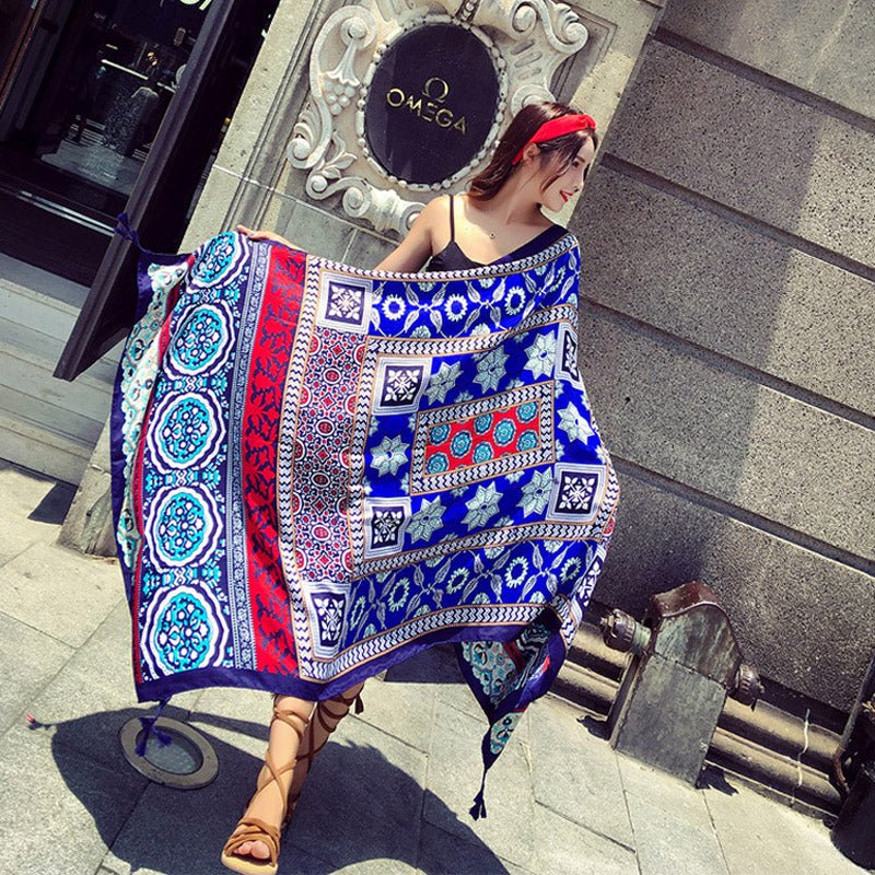 oversized sunscreen shawl women's summer thin outside air conditioning scarves beach scarf.