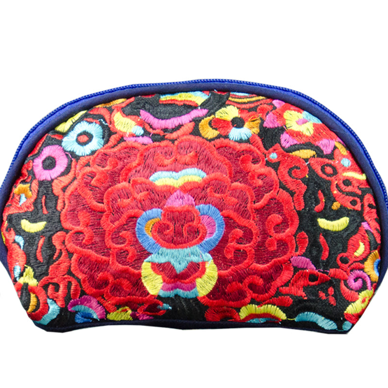 New Fashion National Style Female Embroidered Shell Makeup Lipstick Portable Mobile Phone Bag