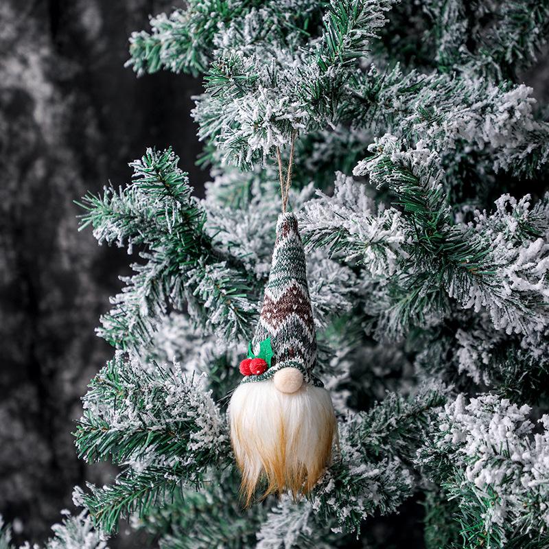 Christmas ornaments Christmas tree pendant small hanging knitted luminous faceless doll doll dwarf