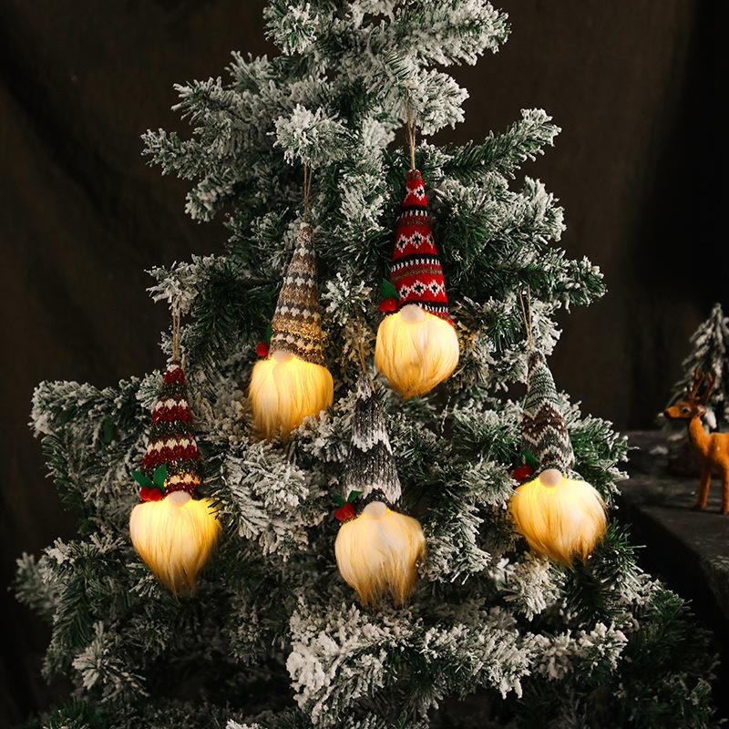 Christmas ornaments Christmas tree pendant small hanging knitted luminous faceless doll doll dwarf