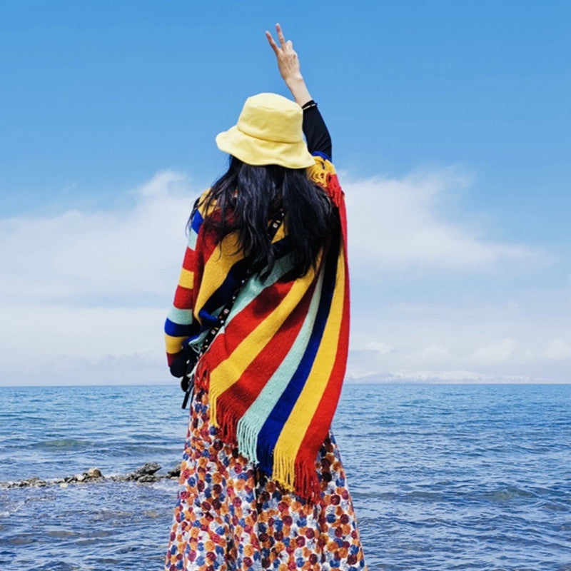 Tibet Travel Pullover Sweater warm knit ethnic Cape