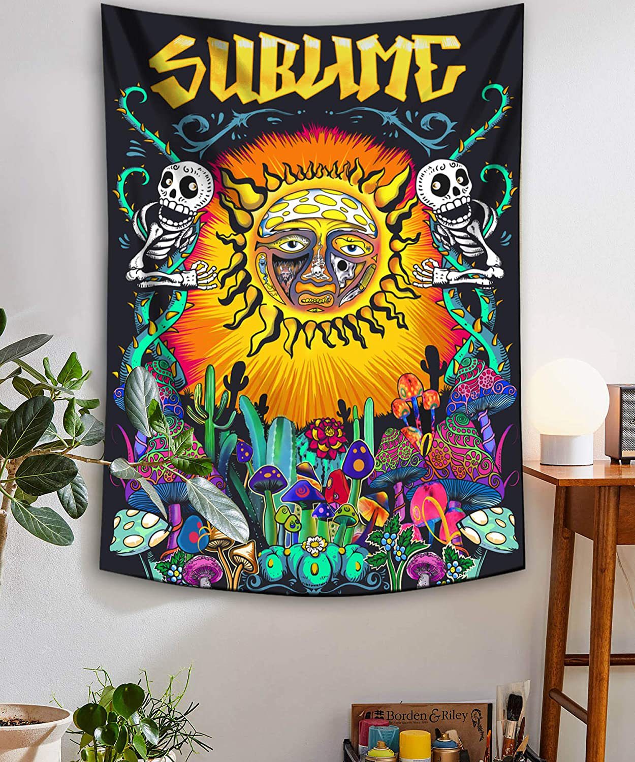 New psychedelic mushroom tapestry dream plant wall tapestry Galaxy space tapestry starry sky tapestry wall hanging