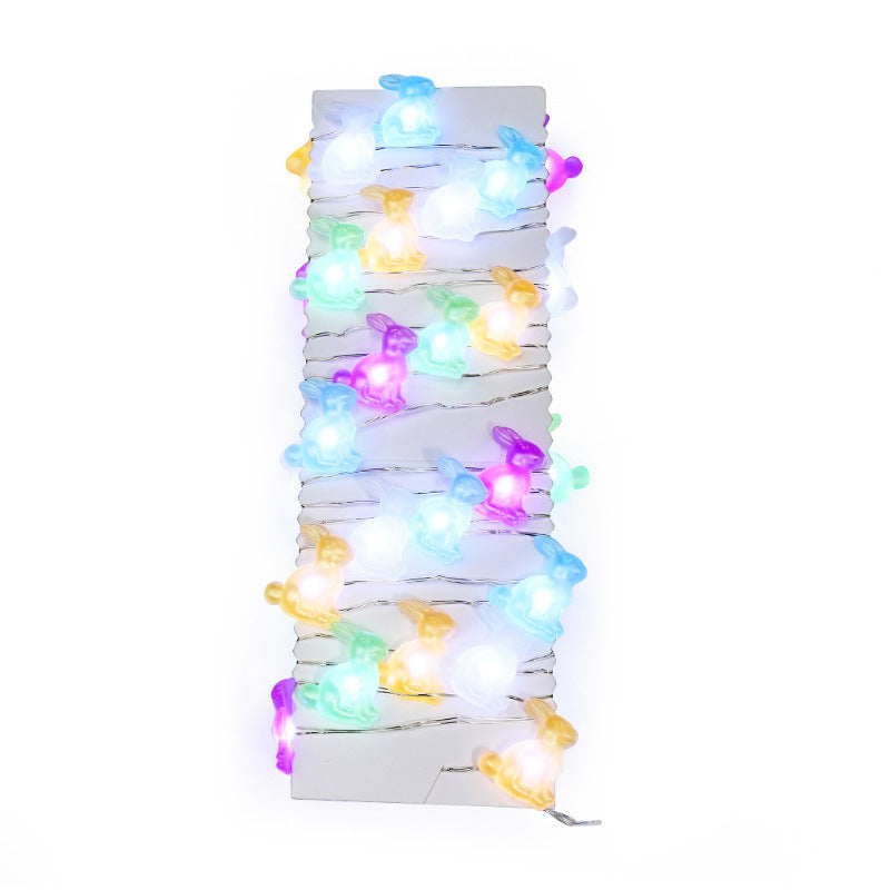 Led Bunny Easter Lights String Eggs Festival Atmosphere Decorative Lights Indoor and Outdoor Festival Background Decorative Lights