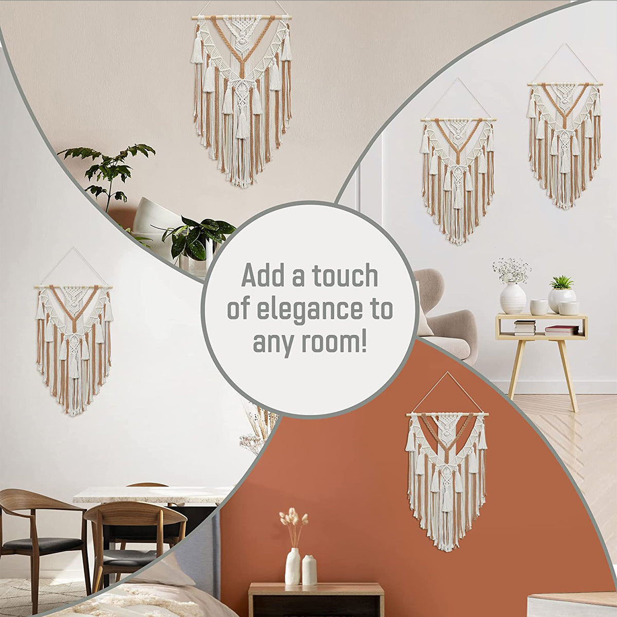Cotton rope woven tapestry Bohemian tassel wall hanging hand-woven tassel tapestry