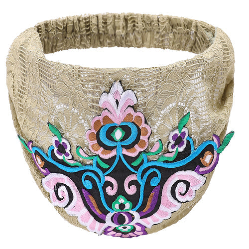 Women's fashion trends in hairband ethnic headdress embroidered hair accessories