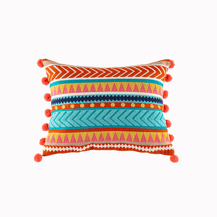 New embroidered retro Bohemian style cushion cover tassel wool ball cushion cover