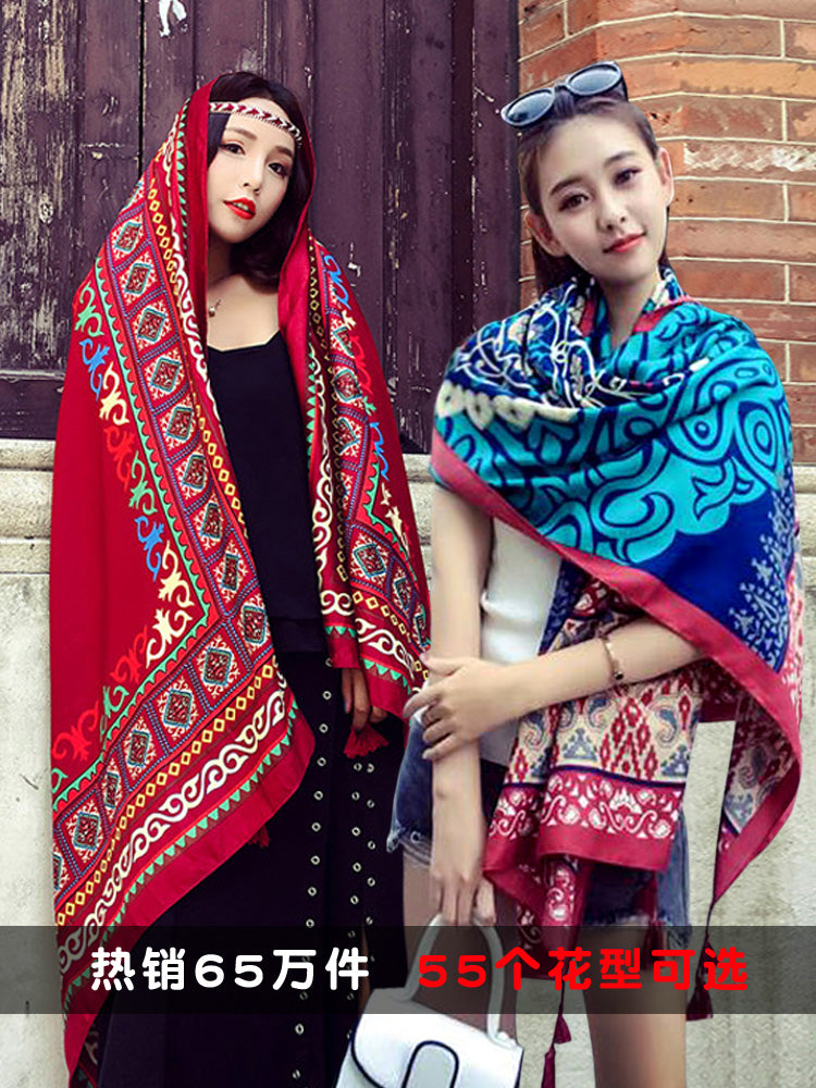 oversized sunscreen shawl women's summer thin outside air conditioning scarves beach scarf.