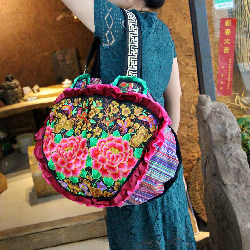 National wind bag Tibetan embroidery Big bag lady hand bag