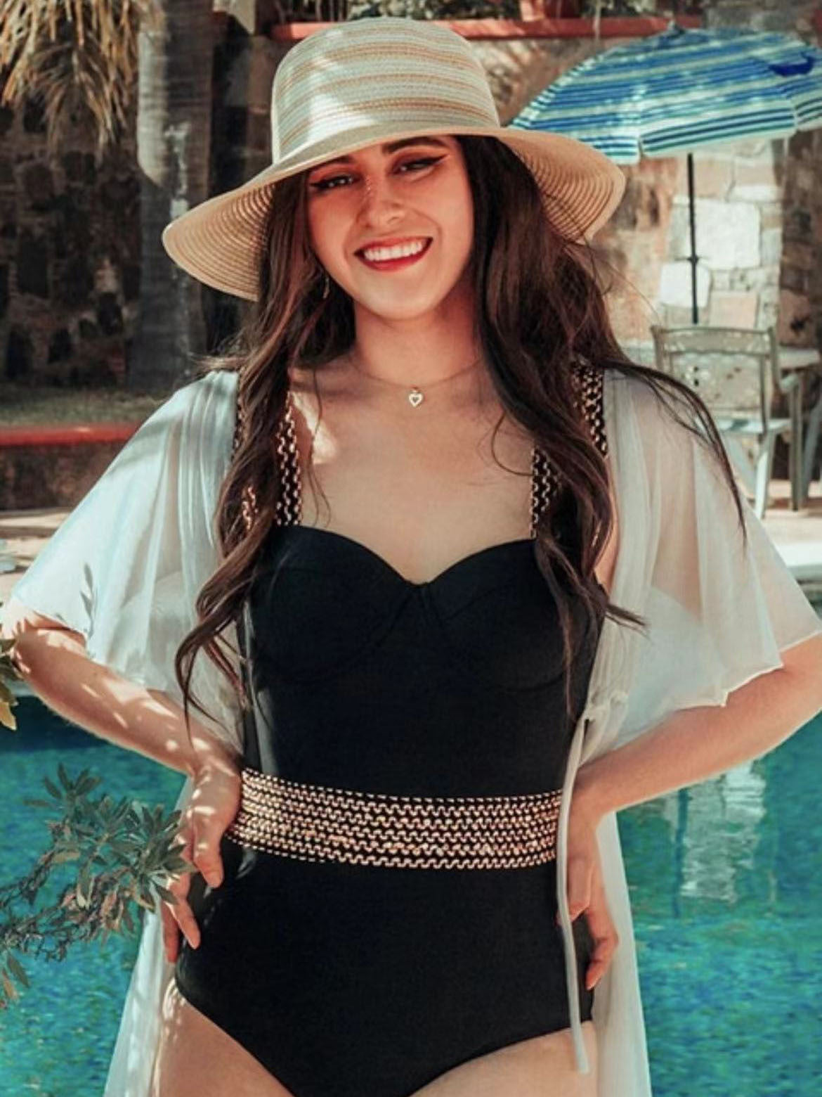 Swimsuit one-piece black one-piece women's beach swimwear