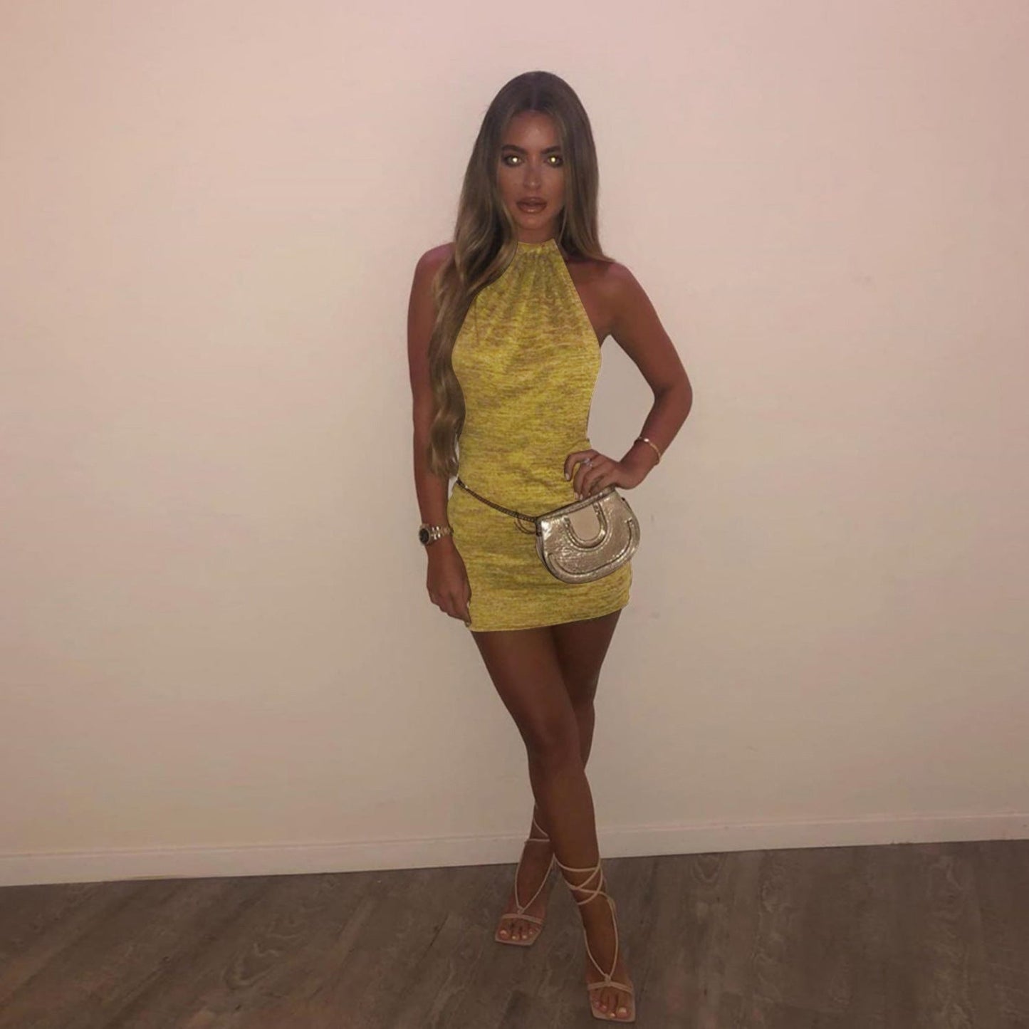 2021 Pop Women's Holiday Swimsuit Sexy Bag Hips Off-the-Shoulder Neck Fashion Dress