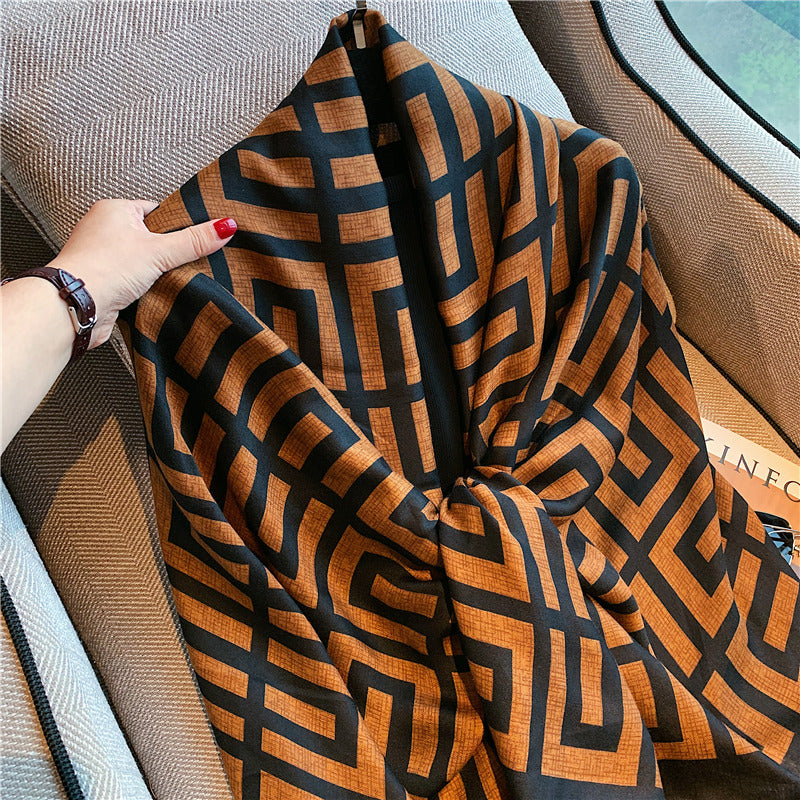 Winter warm scarves women's dual-purpose scarves Spring and Autumn Joker sunscreen cotton and linen shawl.