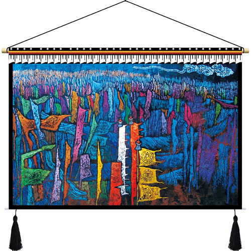 Customized Tibetan fabric tapestry Tibet hanging cloth homestay decoration hotel restaurant living room bedroom bedside cloth painting tapestry