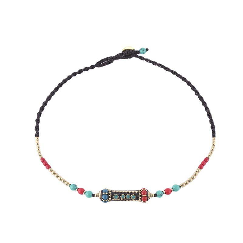 Tibetan ethnic style Nepal beads woven clavicle chain retro simple Joker fashion niche necklace