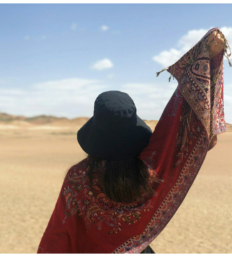 Tibetan sunscreen scarf women retro red national style shawl