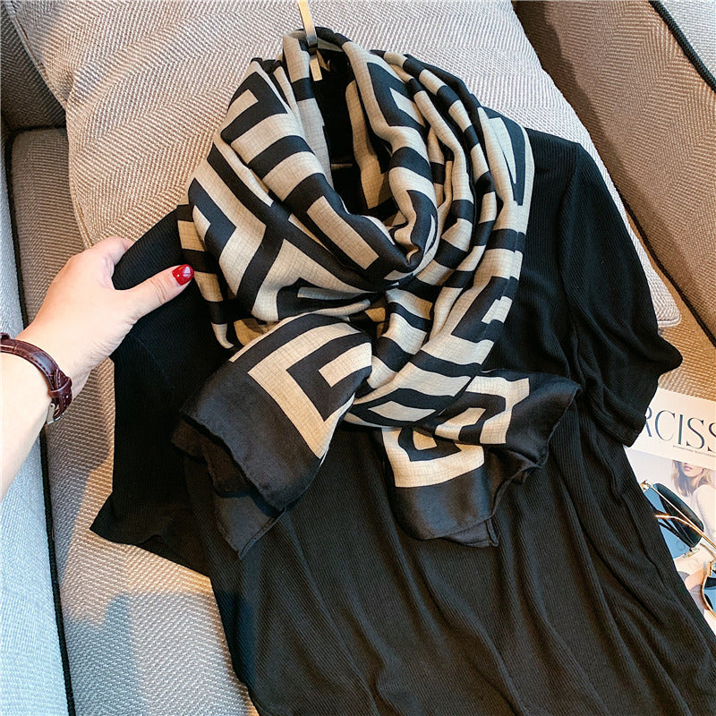 Winter warm scarves women's dual-purpose scarves Spring and Autumn Joker sunscreen cotton and linen shawl.