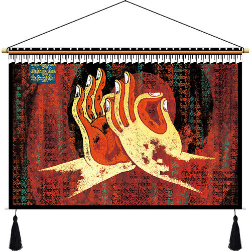 Customized Tibetan fabric tapestry Tibet hanging cloth homestay decoration hotel restaurant living room bedroom bedside cloth painting tapestry