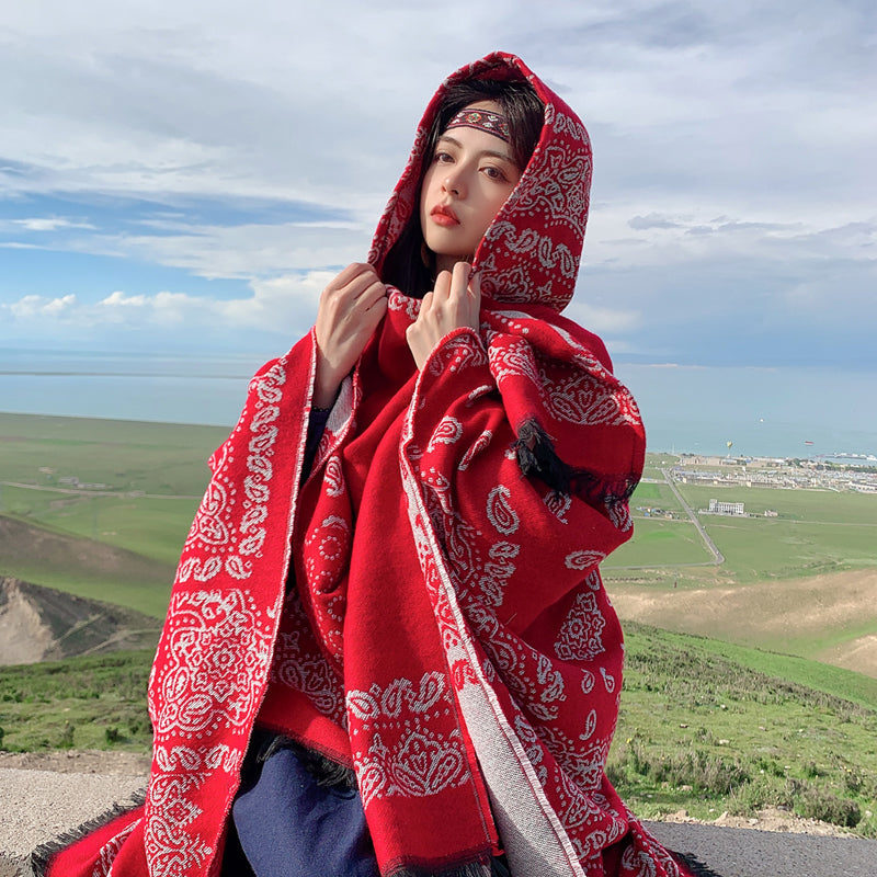 The New Dual-purpose Tibetan and National Style Scarf In Autumn and Winter.