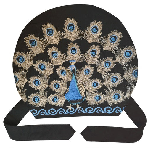National style embroidered thin cotton and linen hat Women's hat Peacock embroidered hat Tie scarf hat