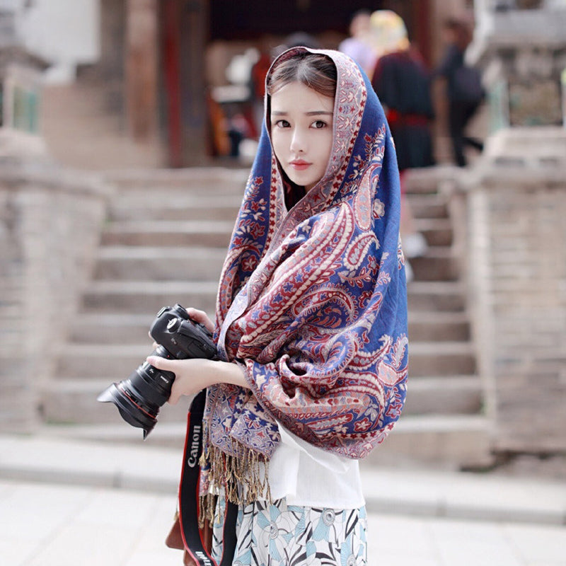 Tibetan sunscreen scarf women retro red national style shawl