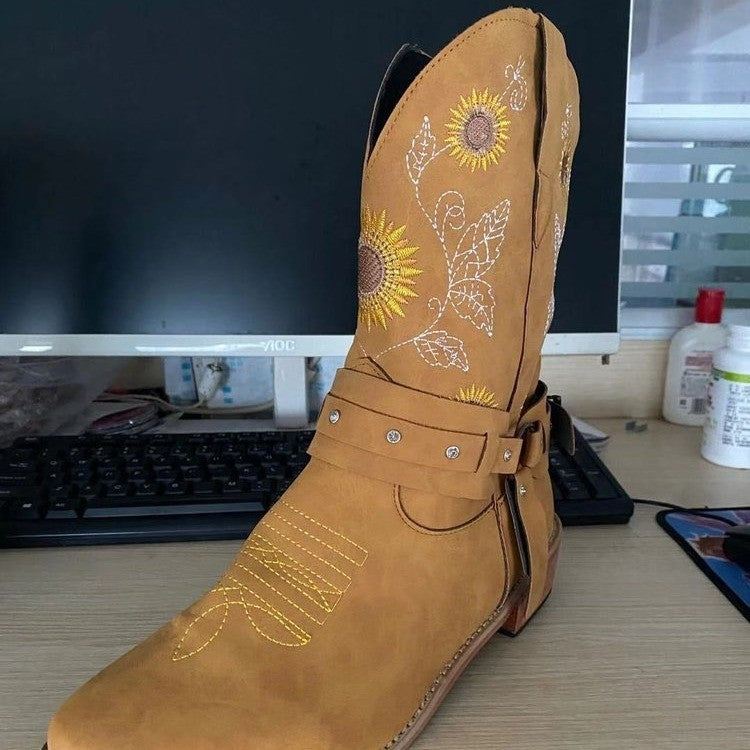 Big size thick heel short boot joker high heel Martin boot