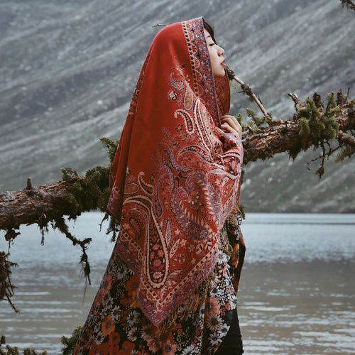 Tibetan sunscreen scarf women retro red national style shawl