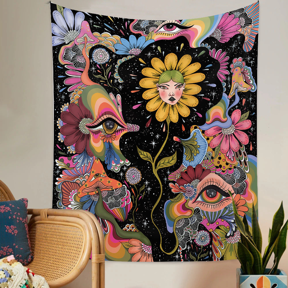 Bohemian tapestry room decoration hanging cloth Datura decorative cloth tapestry