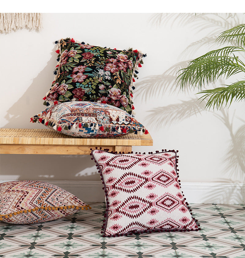 Moroccan flower hairball geometric throw pillow cushion pillowcase