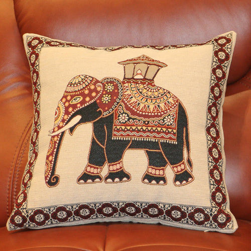 Ethnic style elephant pillowcase double-sided embroidered pillowcase sofa cushion