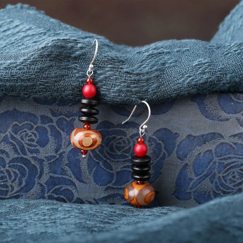 New National Style Earrings Dzi Beads Accessories Tremella Hook Ear Clip Literature and Leisure - emogogo