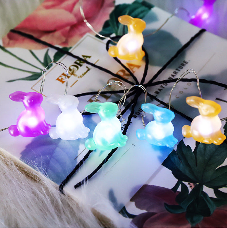 Led Bunny Easter Lights String Eggs Festival Atmosphere Decorative Lights Indoor and Outdoor Festival Background Decorative Lights