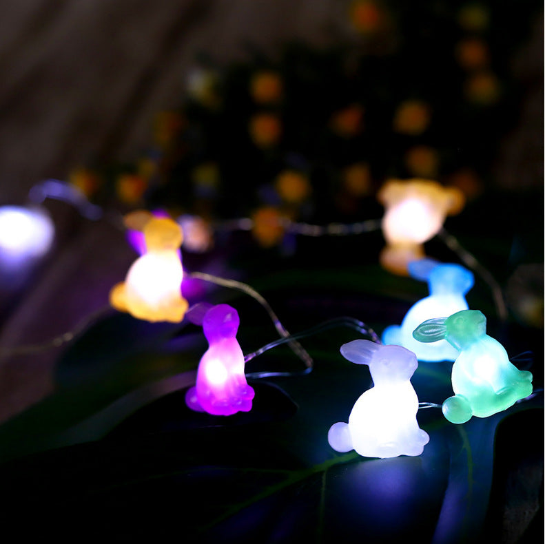 Led Bunny Easter Lights String Eggs Festival Atmosphere Decorative Lights Indoor and Outdoor Festival Background Decorative Lights