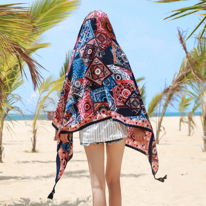 oversized sunscreen shawl women's summer thin outside air conditioning scarves beach scarf.