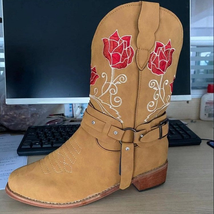 Big size thick heel short boot joker high heel Martin boot
