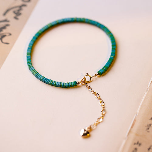 Spring green very fine Turquoise Bracelet Antique Jewelry Vintage K gold fresh green Female Minority Bracelet