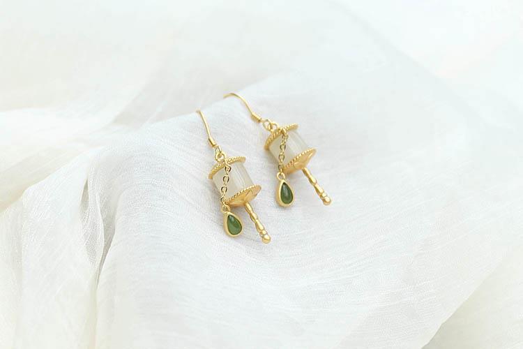 Prayer Wheel Earrings Silver Tassel Jasper Earrings Earrings Ethnic Style