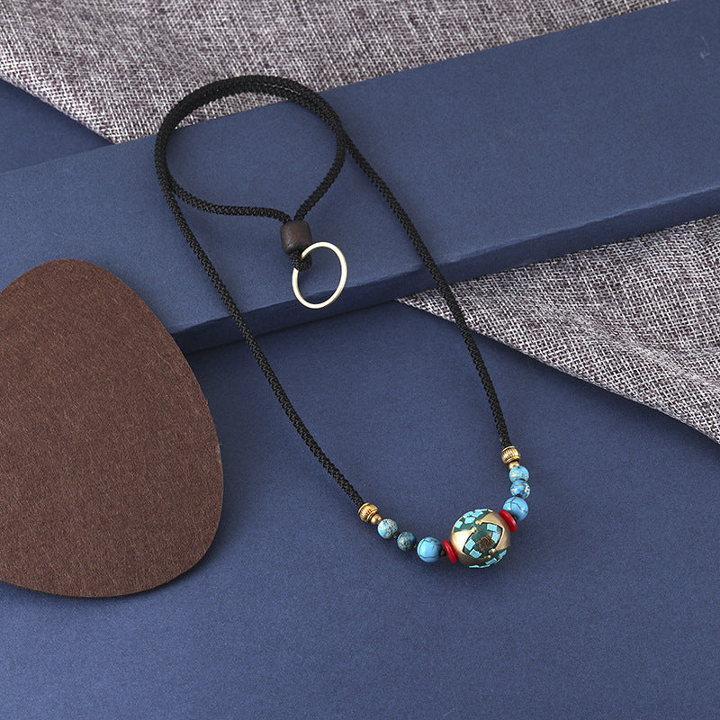 Classical National Style Nepalese Beads Retro Simple Versatile Personalized Fashion Pendant Adjustable Necklace