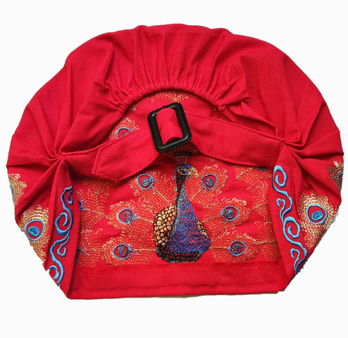 National style embroidered thin cotton and linen hat Women's hat Peacock embroidered hat Tie scarf hat