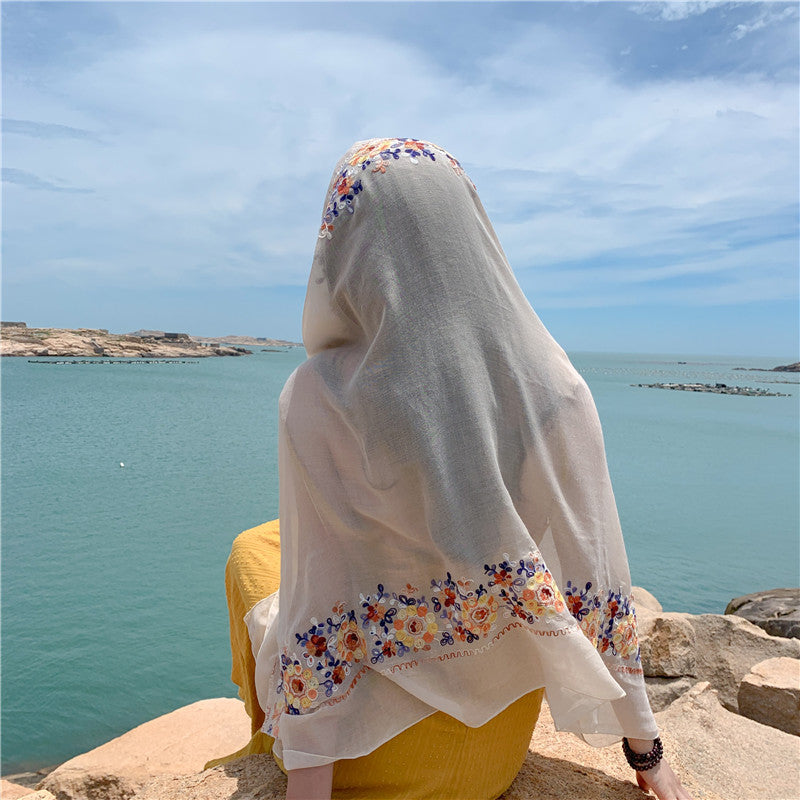 Ethnic summer sun protection desert tourism shawl seaside beach scarf thin holiday scarf shawl red female.