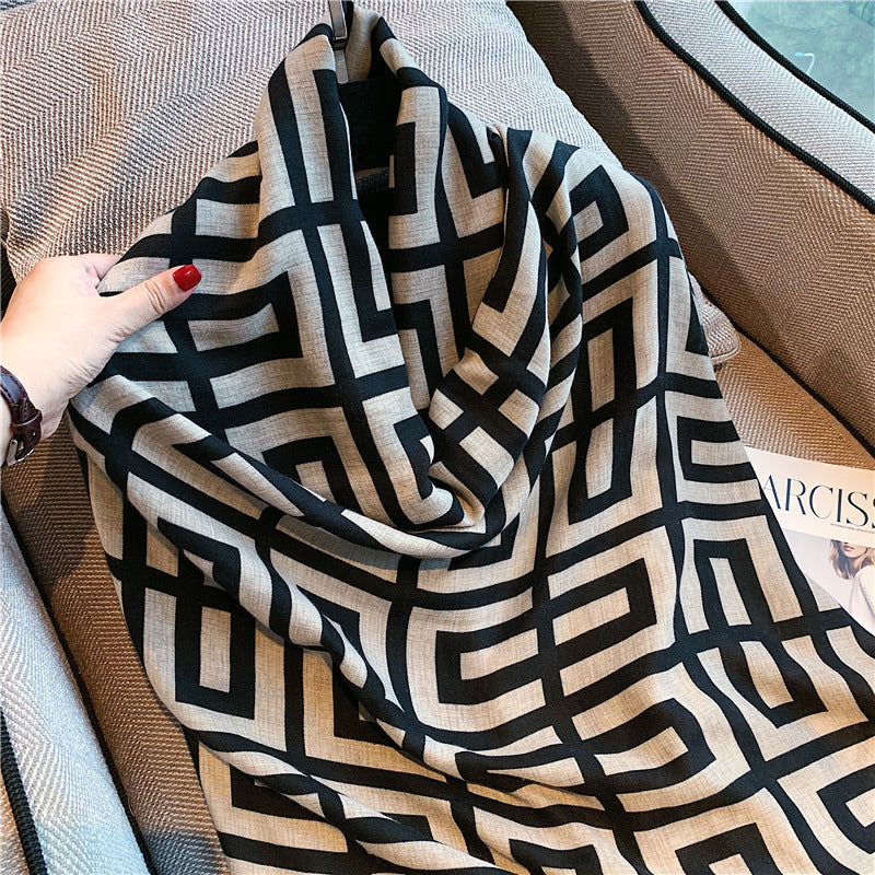 Winter warm scarves women's dual-purpose scarves Spring and Autumn Joker sunscreen cotton and linen shawl.