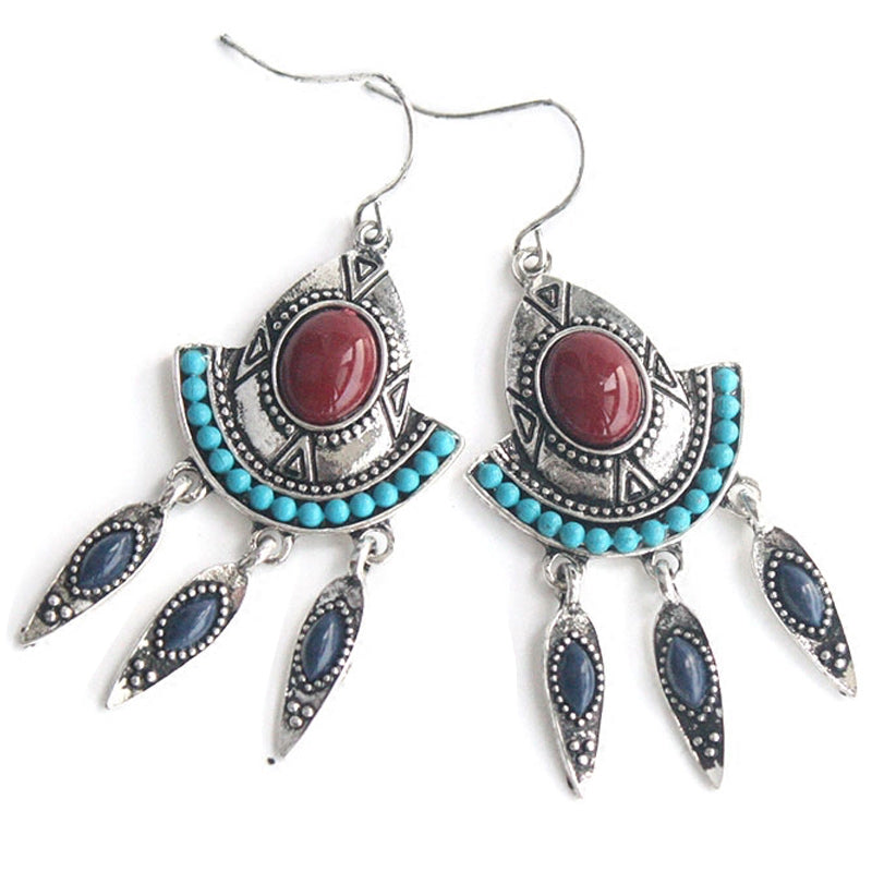 Retro Ethnic Tassel Earrings Female Pure Silver Needle Earrings