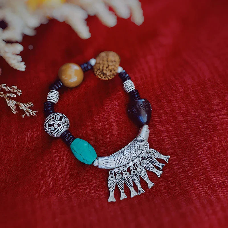 Handmade Multi-treasure bracelet bracelet creative braid bracelet Bodhi diamond turquoise hand string lovers gift - emogogo