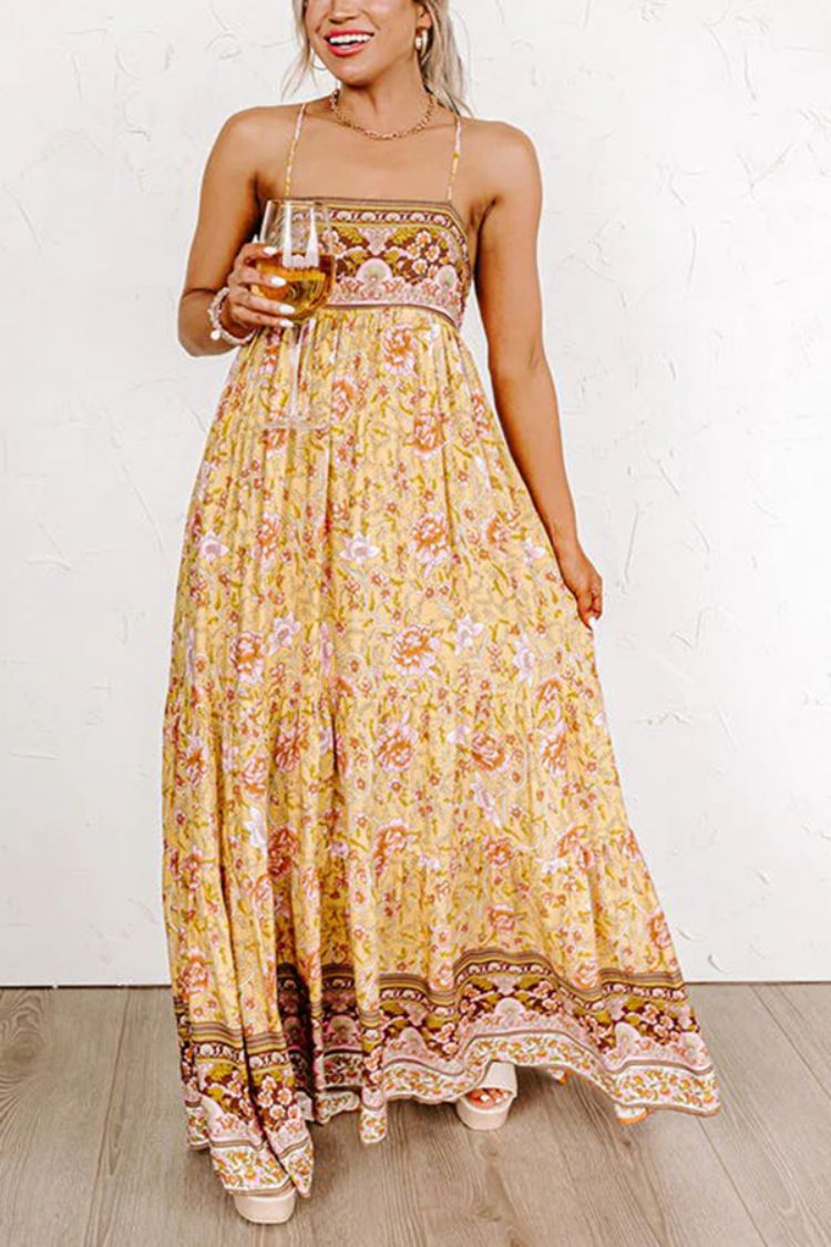 Summer New Strap Fragmented Flower Back Strap Open Back Bra Dress