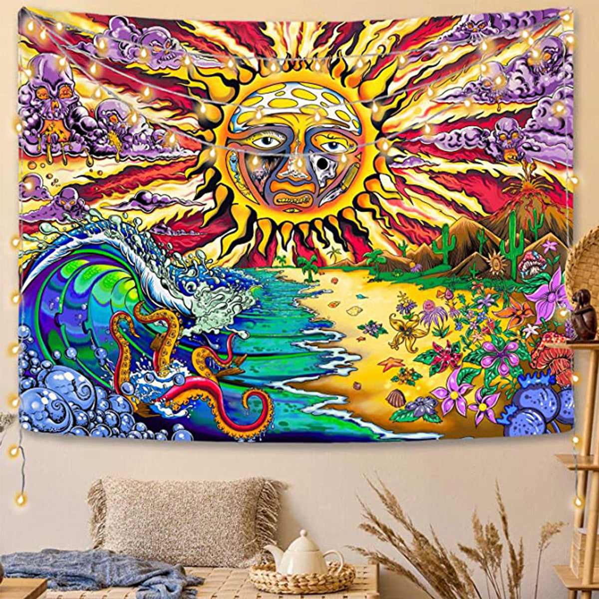 Bohemian tapestry room decoration hanging cloth Datura decorative cloth tapestry