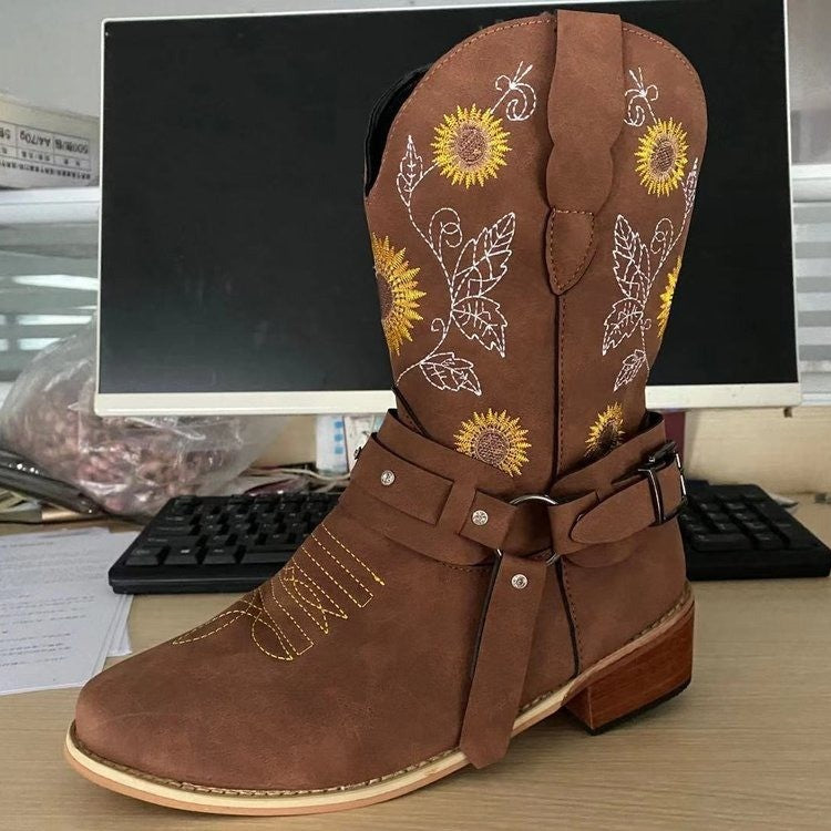 Big size thick heel short boot joker high heel Martin boot