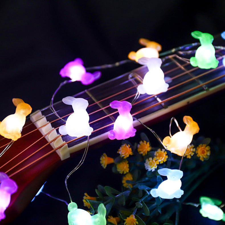 Led Bunny Easter Lights String Eggs Festival Atmosphere Decorative Lights Indoor and Outdoor Festival Background Decorative Lights