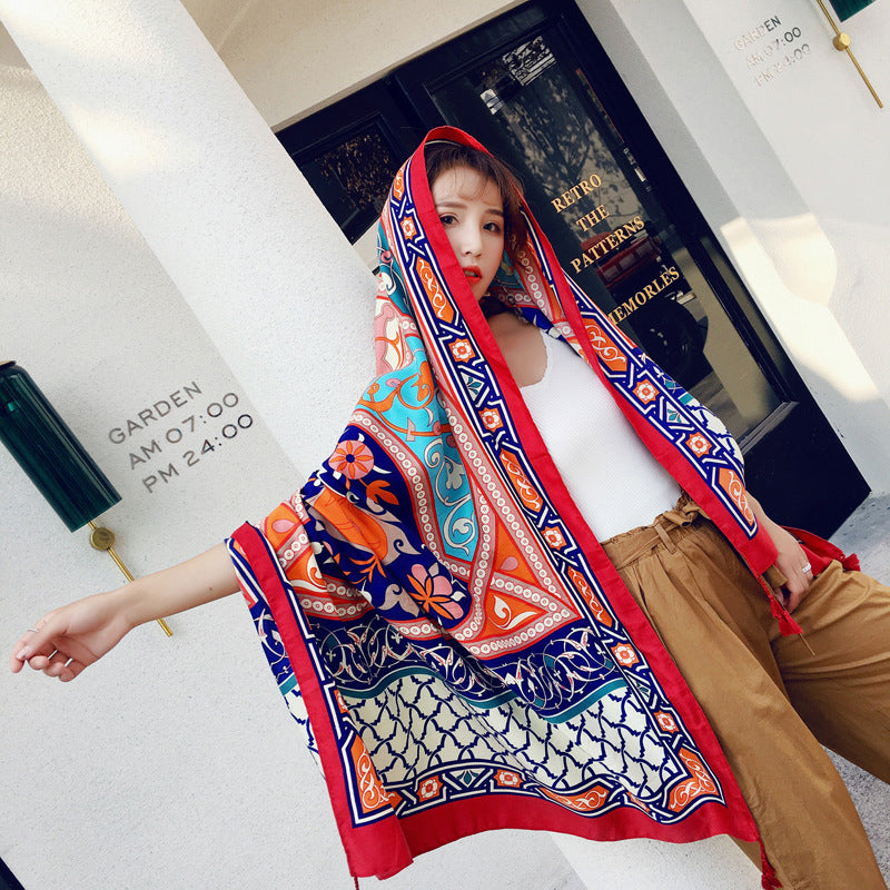 oversized sunscreen shawl women's summer thin outside air conditioning scarves beach scarf.