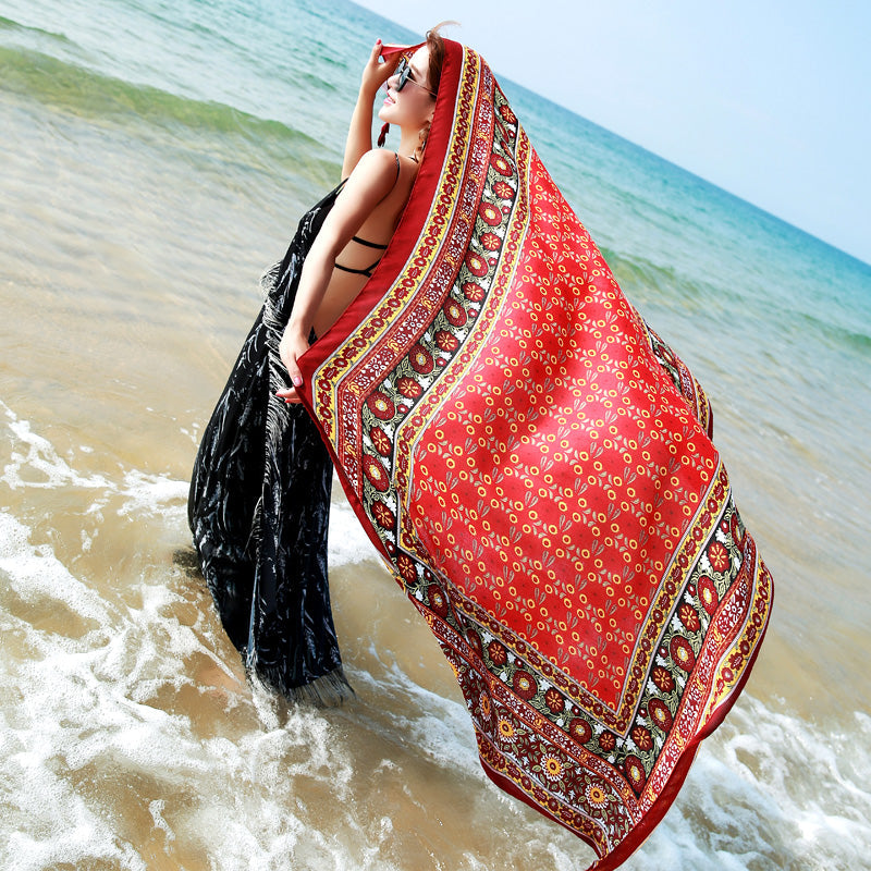 oversized sunscreen shawl women's summer thin outside air conditioning scarves beach scarf.